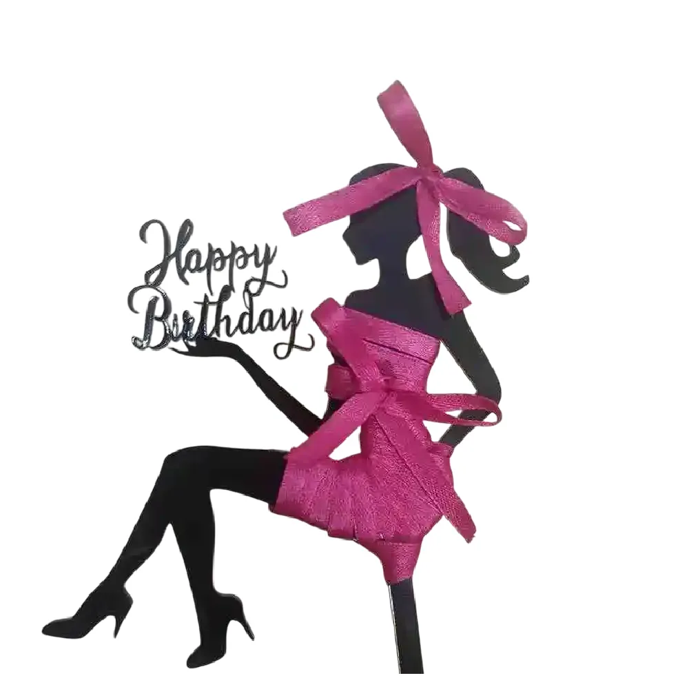 Sitting Lady Birthday Cake Topper